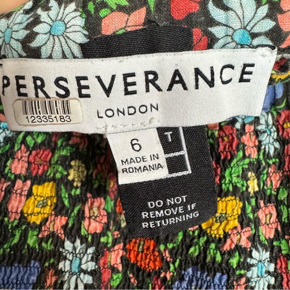 PERSEVERANCE Black Floral smocked Short Ruffled Skirt‎ Size 6 B - Picture 5 of 10